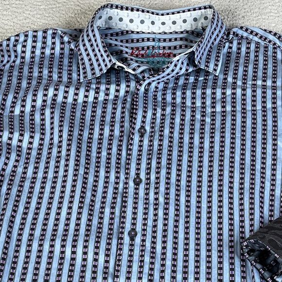 Robert Graham Shirt Mens 3XL Purple Blue Pink Long Sleeve Flip Cuff Button - Picture 4 of 13